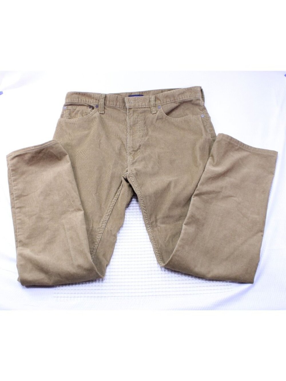Lands End Mens Straight Fit Corduroy Pants Size 37 Tan 67% Cotton 33% Polyester